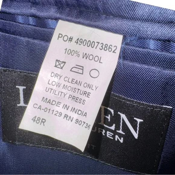 Lauren Ralph Lauren Men’s Gray Blue 100% Wool Blazer Sports Jacket - Picture 5 of 6